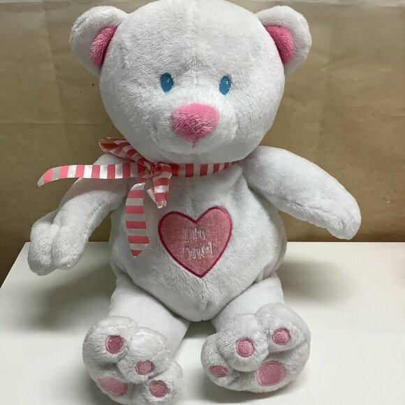I’m One White Teddy Bear With Pink Heart and Striped Neck Tie Preloved - Picture 3 of 9